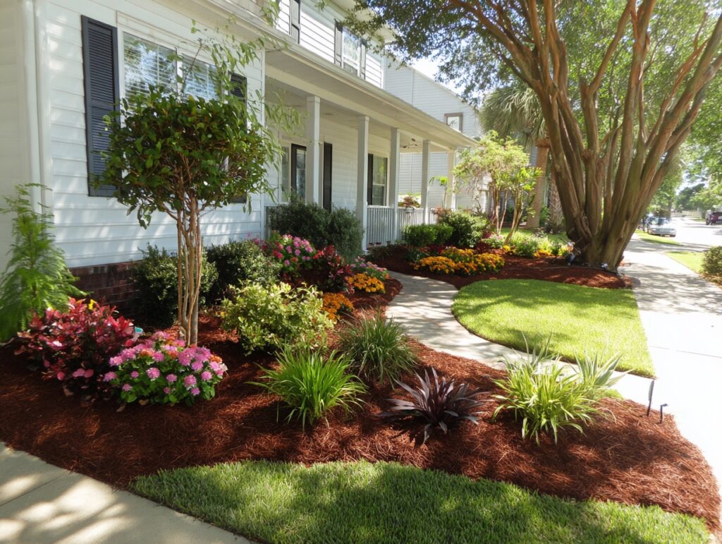 North Myrtle Beach front yard with layered beds