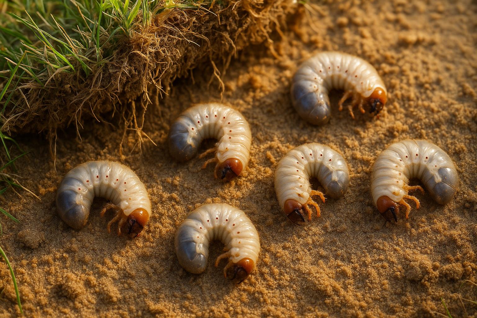 White grub worms found in sandy coastal SC lawn soil in July